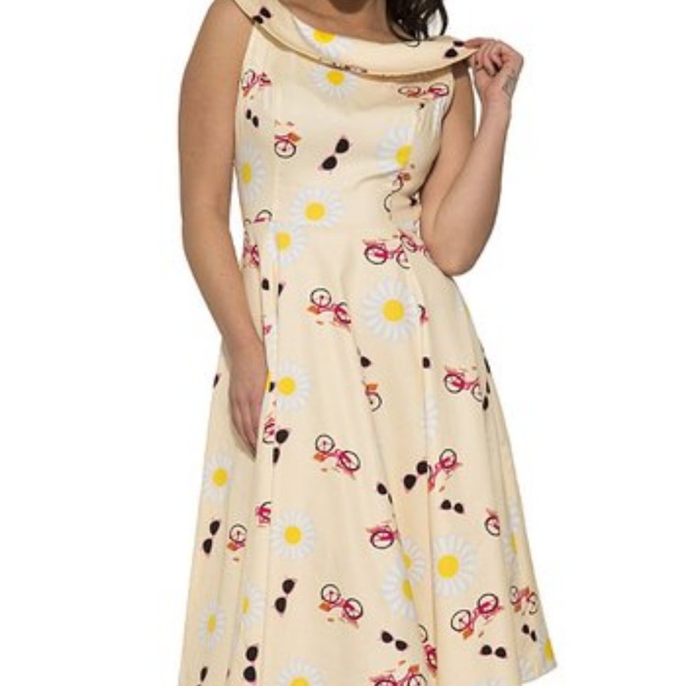 Yellow Off the should Fit and Flare dress